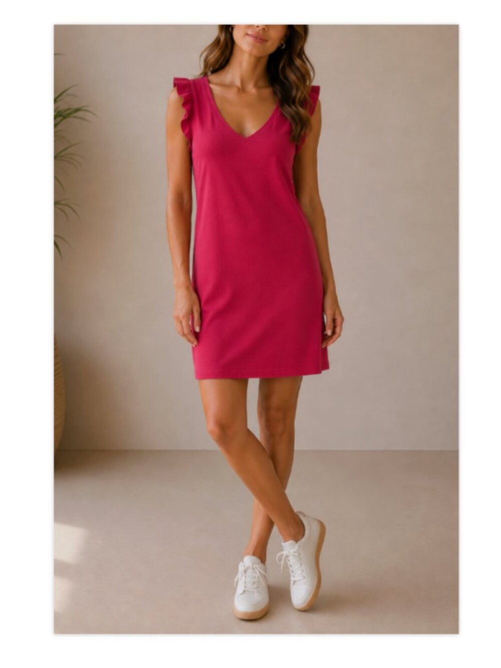 Express Knit Dress NWT Sleeveless Size XS Ruffle V Neck Raspberry Pink